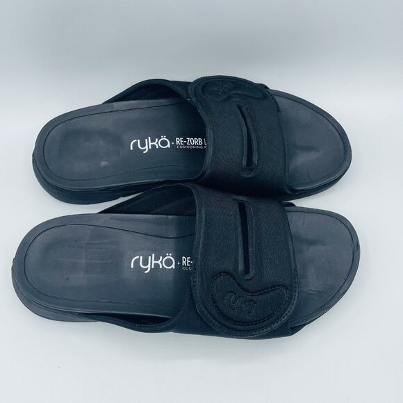 Ryka Sandals Womens Size 8 Wide Black Tao Recovery Flip Flops Comfort Adjustable - Picture 3 of 12